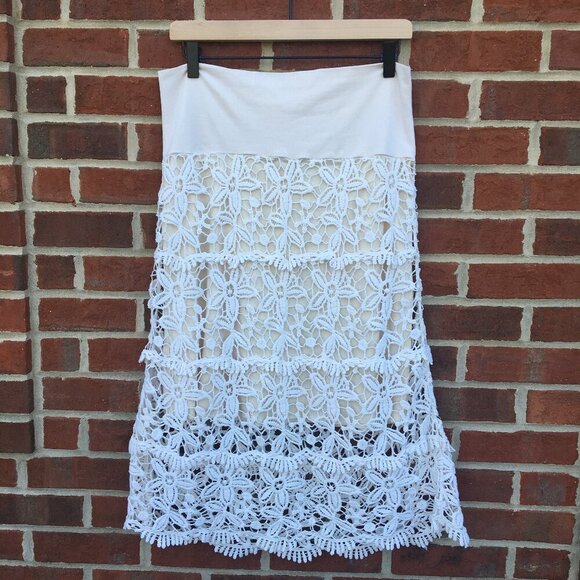 Solitaire Dresses & Skirts - Solitaire Crochet Skirt Large Ivory Coastal Cowgirl Cottagecore Boho Feminine